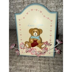 vintage teddy bear wall plaque hearts cottagecore trinket granny taiwan
